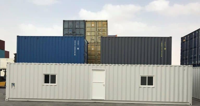 shipping container in yard