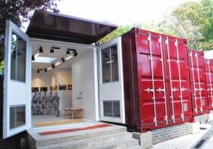 entrance of modified shipping container